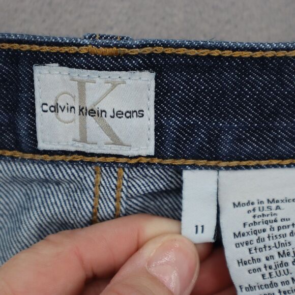 Calvin Klein Pants Womens 11 Blue Flare Low Rise Button Dark Wash Denim Jeans - Picture 2 of 16